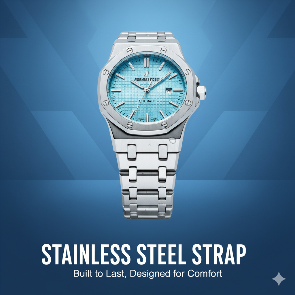 AP Automatic Silver and Sky Blue Watch